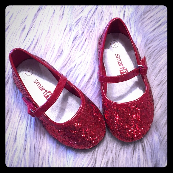 red glitter mary janes